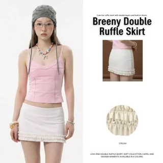 Breeny Double Ruffle Skirt | กระโปรงกางเกงเอวต่ำ แต่งรัฟเฟิล 2 ชั้น กระโปรงมีซับใน ColiCotton| MURF.BKK |Mini Skirt B185