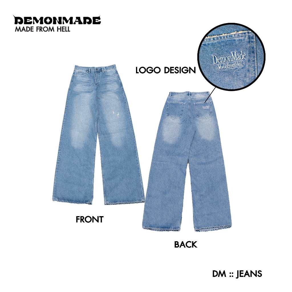 DEMONMADE DM JEANS กางเกงยีนส์ทรงBaggy Jeans ปักโลโก้หลัง