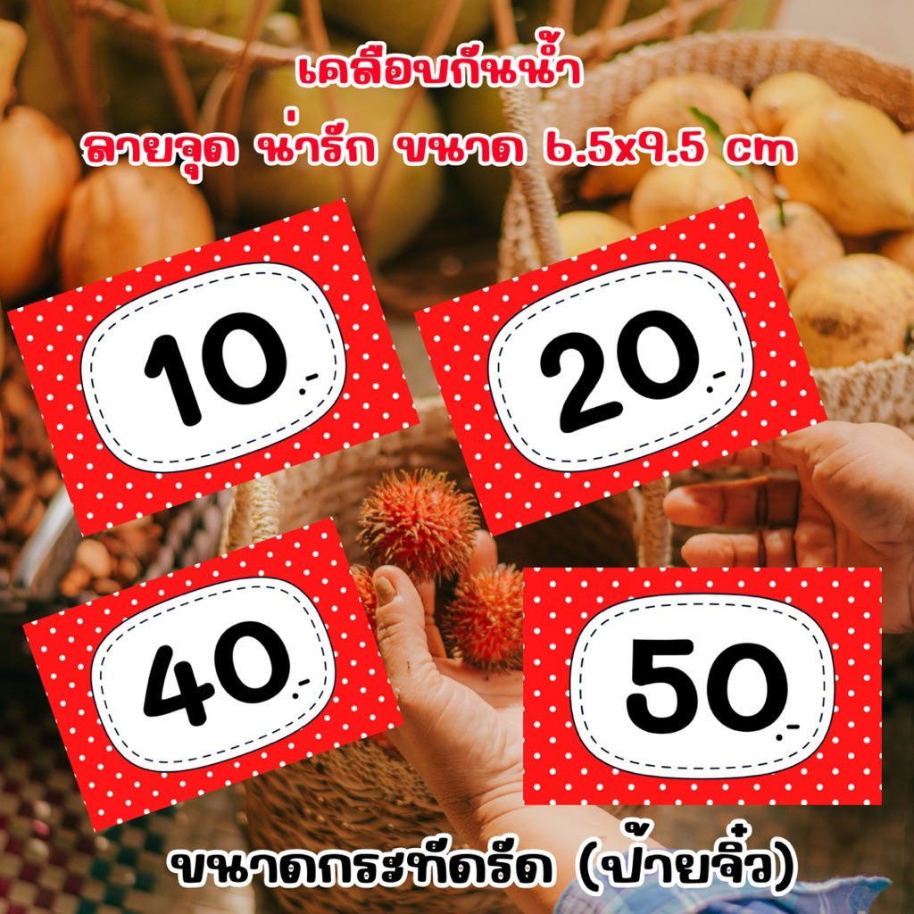 ป้ายราคา 6.5×9.5 ซม. ป้ายจิ๋ว ลายจุด เคลือบพลาสติก ป้ายราคา ขนาดเล็ก ป้ายสินค้า ป้ายเล็ก