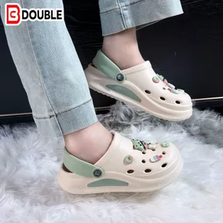 BB Double รองเท้าแตะ สไตล์การ์ตูนน่ารักสุดๆ สีครีมชมพู แต่งจี้บิทแมวสาวหวาน โดนัทไอติม ใส่สบาย กันน้ำ 2026 New Arrival
