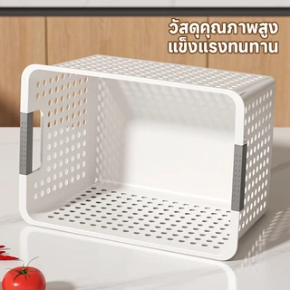 ตะกร้าเก็บของ ตะกร้าพลาสติก ตะกร้าเหลี่ยม ประหยัดพื้นที่ มี 4 ขนาด สำหรับใส่จัดเก็บของ มีที่จับด้านข้าง ทนทาน