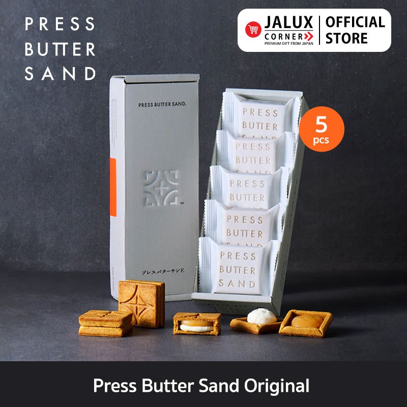 PRESS BUTTER SAND เพรส บัตเตอร์ แซนด์ ออริจินัล (คุกกี้สอดไส้ครีมเนยและคาราเมล) 5 ชิ้น
