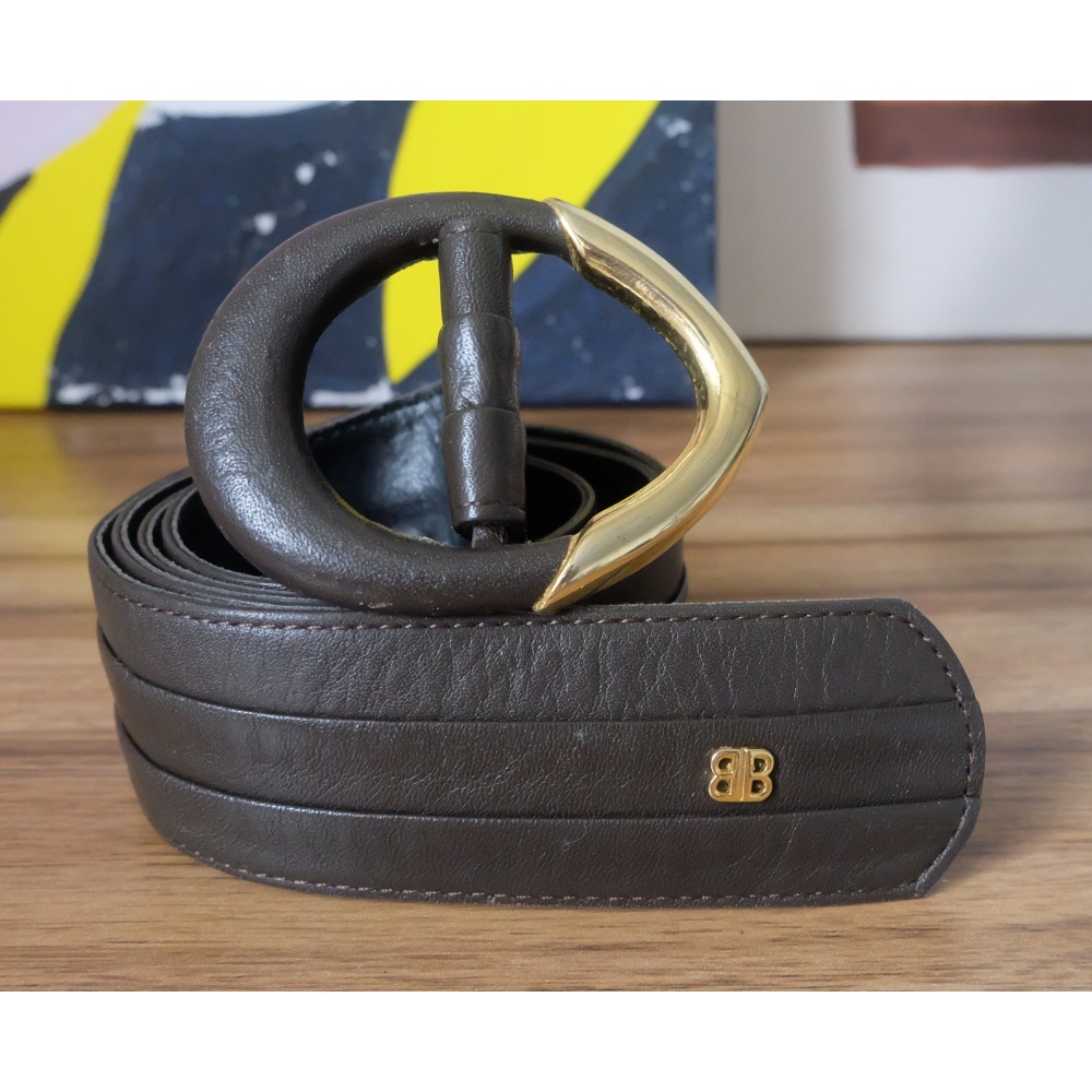 Vintage Balenciaga Belt สีน้ำตาล