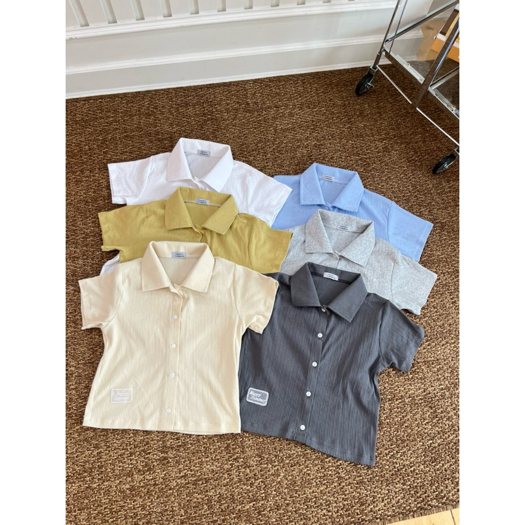 S/XL (ผ้าใหม่ ใส่สบาย🥑) HASU28 baby shirt เสื้อเชิ้ตคอปกทรงเบบี้ที (happysummer.bkk)