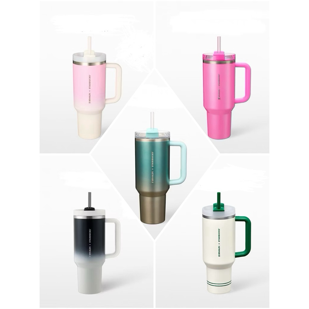 Starbucks Stainless Steel Stanley Gradienti Black White & Gradient Pink & Chillwave & Pink & Connected in green 40oz