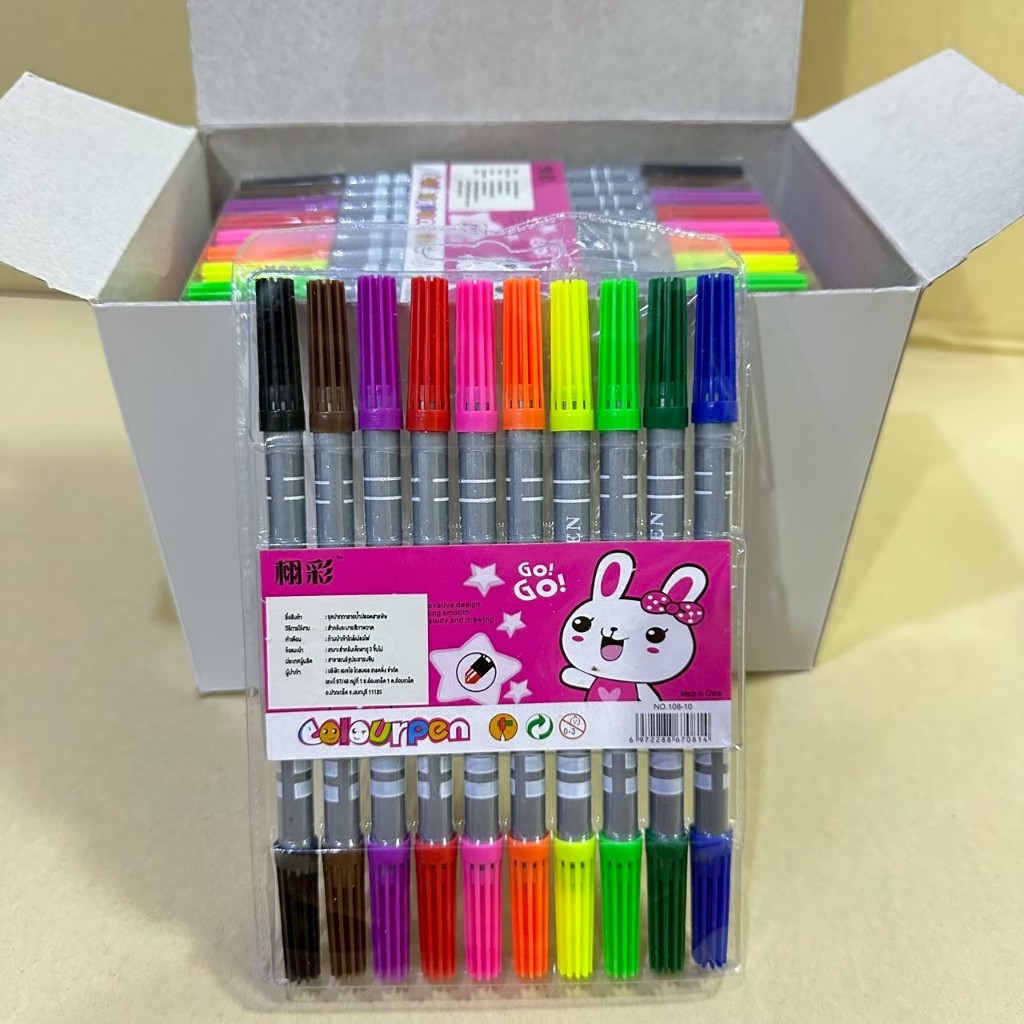 [ยกโหล12แพ็ค] ปากกาเมจิก2หัว แพ็ค10สี