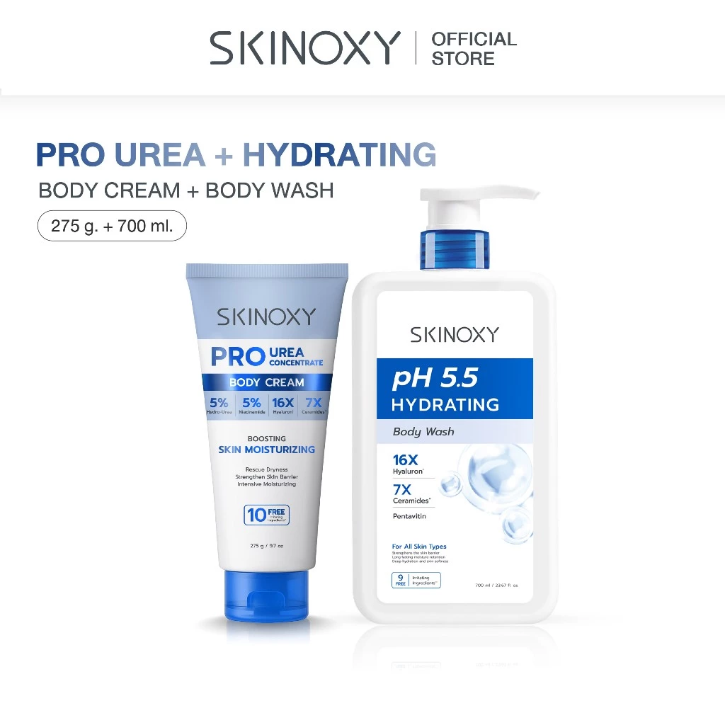 [แพคคู่] สกินอ๊อกซี่ พีเอช 5.5 ครีมอาบน้ำทำความสะอาดผิวกาย SKINOXY pH 5.5 Body Care 700ml (สูตรผิวใส/สูตรผิวชุ่มชื้น)