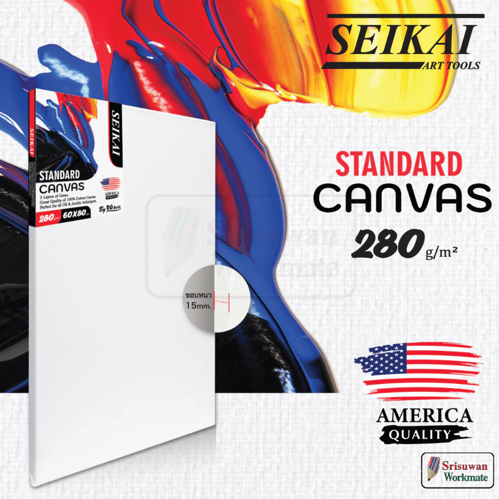 SEIKAI เฟรมผ้าใบวาดรูป สีขาว COTTON แท้ 100% 280แกรม Artists' Grade มาตรฐานอเมริกา ผ้าใบแคนวาส CANVAS