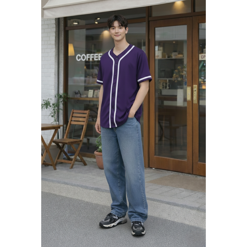เสื้อยืดคอวีแขนสั้น กระดุมหน้า แถบสีตัดขอบ สไตล์สปอร์ตมินิมอล ทรงยูนิเซ็กส์ ผ้าไนลอนสเป็นเด็กซ์ ยืดหยุ่น ระบายอากาศ#M001 ราคา ถูกที่สุด ดีลบีเคเค แกลเลอรีภาพที่ 9