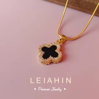 LEIAHIN สร้อยคอแฟชั่น โชคเกอร์จี้โคลเวอร์สี่แฉกนำโชคสำหรับผู้หญิงเครื่องประดับแฟชั่นประจำไม่ลอกไม่ดำ