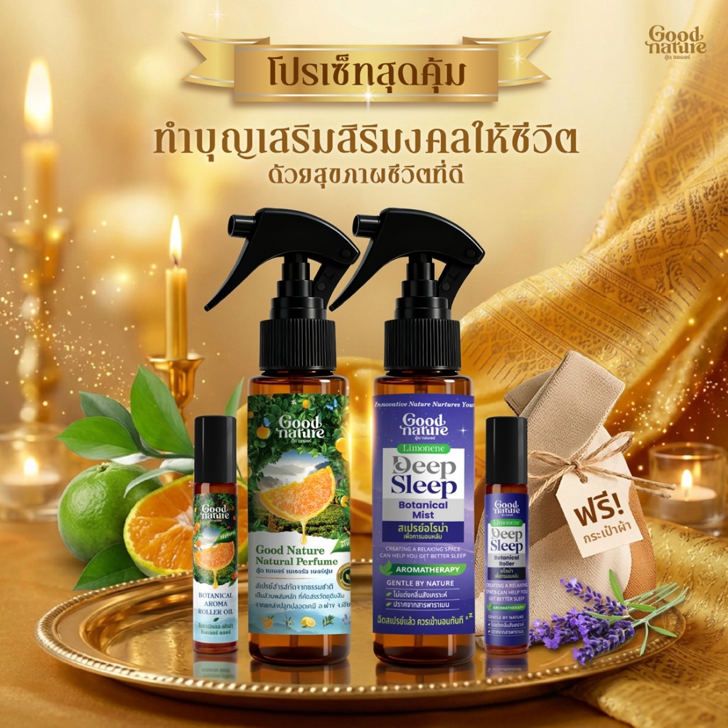 เซ็ทสเปรย์อโรม่าสูตร Gentle และ Deepsleep จาก Good Nature