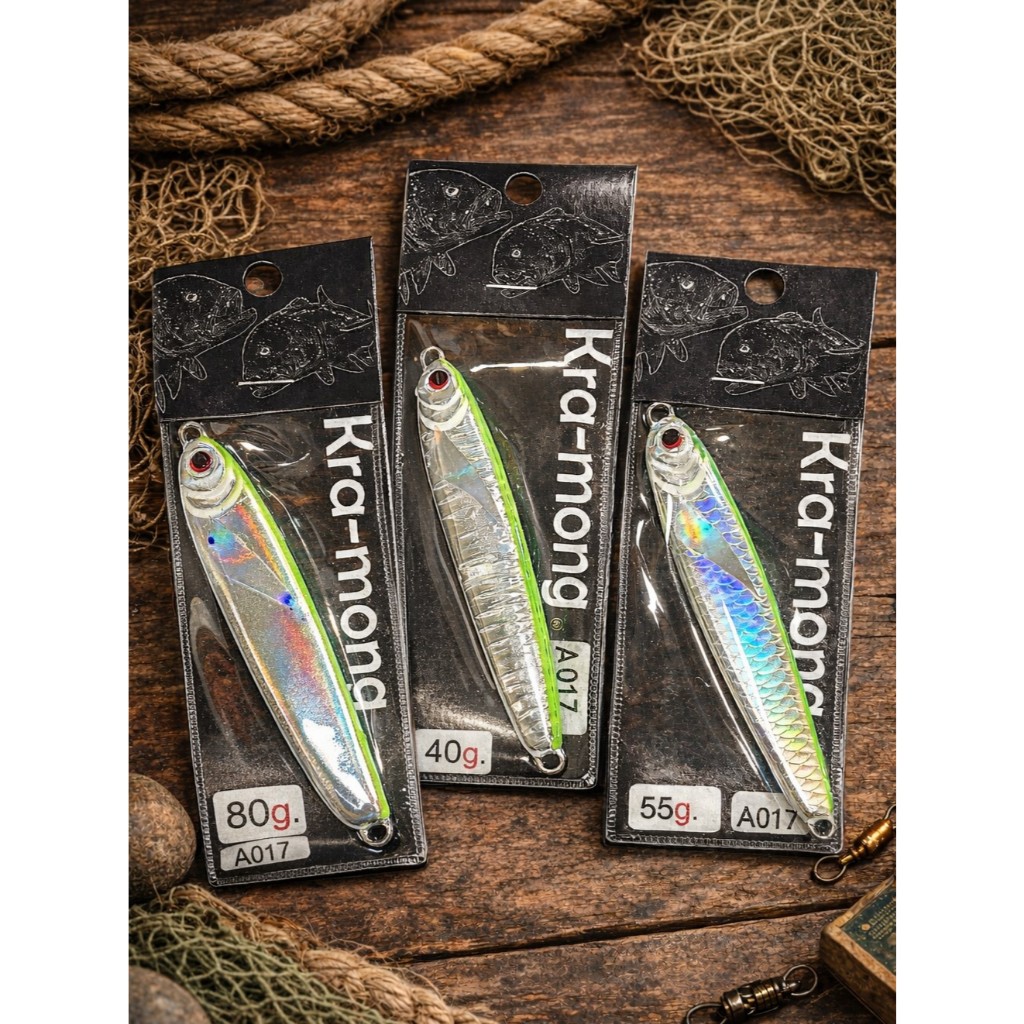 A-017 เหยื่อจิ๊กสีเขียวสะท้อนแสง Neon Green Hologram Jig 40g-100g งานทะเล