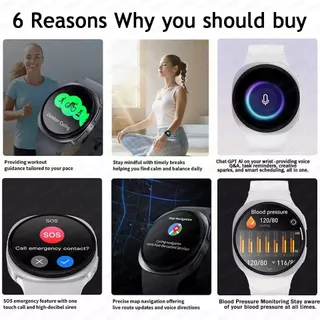 2025 ใหม่Galaxy Watch8 สมาร์ทวอทช์AMOLED1.52 IP68 กันน้ำGPSบลูทูธฟิตเนสความดันโลหิตออกซิเจนในเลือดการตรวจสอบการนอนหลั