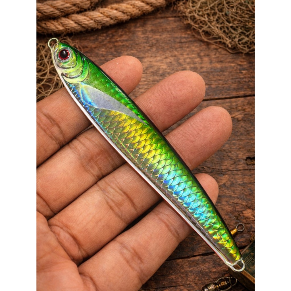 A-017 เหยื่อจิ๊กสีเขียว Green Hologram Jig 40g-100g รูปที่ 2