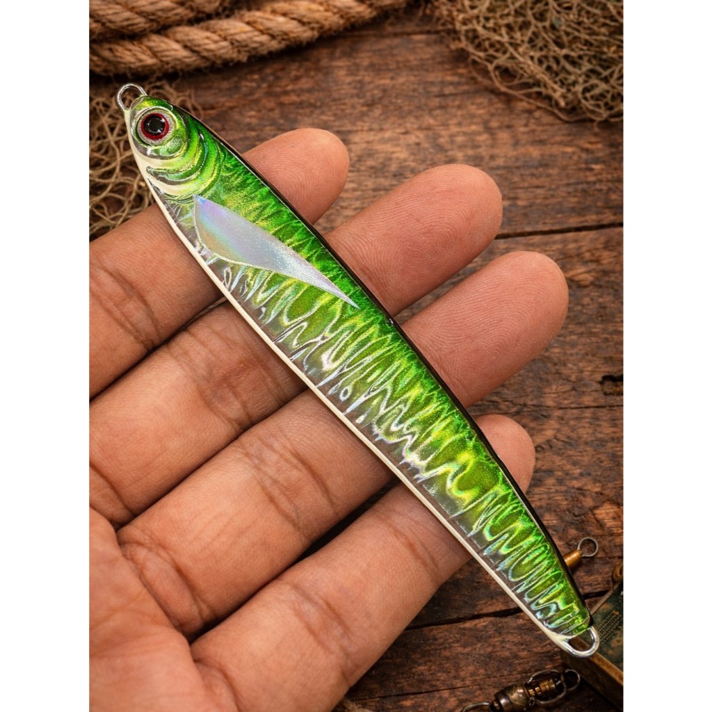 A-017 เหยื่อจิ๊กสีเขียว Green Hologram Jig 40g-100g รูปที่ 3