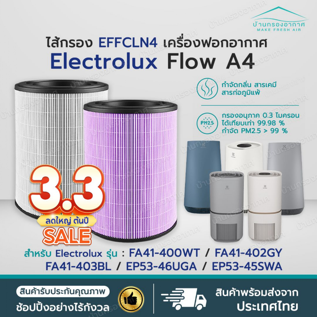 พร้อมส่ง✅ไส้กรองอากาศ Electrolux Flow A4 รุ่น FA41-400WT FA41-402GY FA41-403BL EP53-46UGA EP53-45SWA