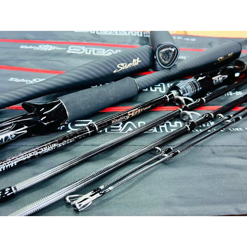 คันตีเหยื่อปลอมEighty84 Four Stealth ไกด์ฟูจิ คันการไฟท์ ท่อนล่างลายผ้า ความยาว6.6ฟุต 2ท่อนต่อกลาง S