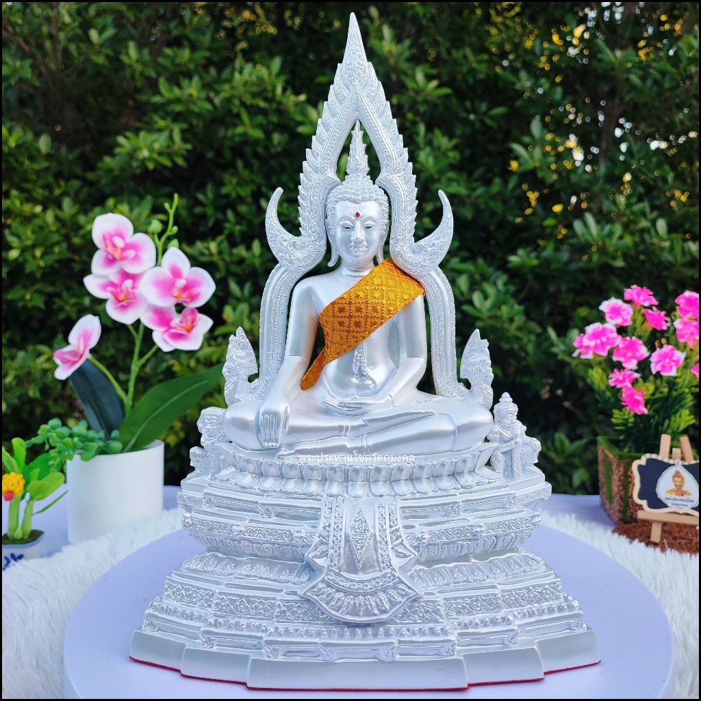 พระพุทธชินราช แร่เหล็กน้ำพี้ สีเงินมุก ขึ้นบ้านใหม่ พระพุทธรูป พระบูชา หิ้งพระ