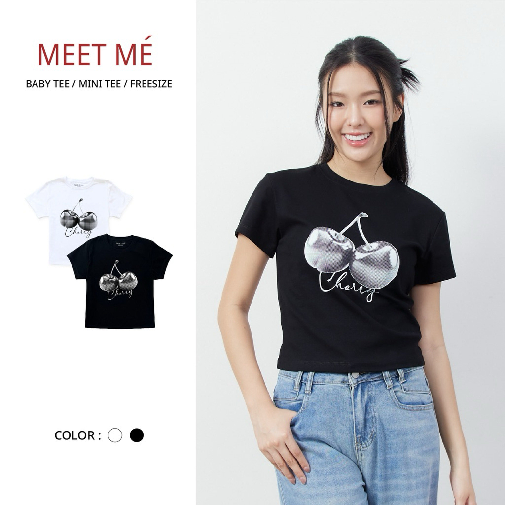 MEET ME - Top 0025 | ลาย CHERRY SILVER เสื้อครอป