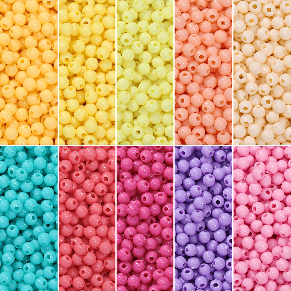 ลูกปัด 4mm ลูกปัดอะคริลิค ทรงกลม คละสีพาสเทล สำหรับ DIY ร้อยสร้อย สายคล้องแมส (ประมาณ 350 ชิ้น)