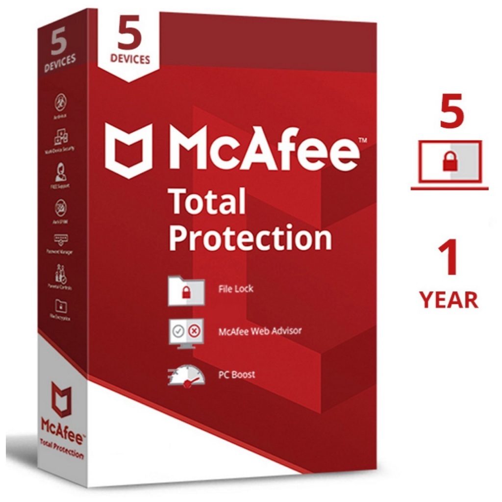 McAfee Total Protection Antivirus Software 5 Devices, 1 Year License