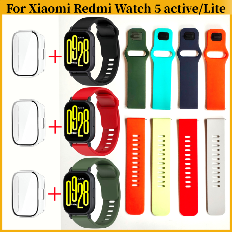 【สาย+เคส】2 สี สําหรับ Xiaomi Redmi Watch 5active นาฬิกา สาย สำรอง สายซิลิโคน Redmi watch 5 Lite smart watch