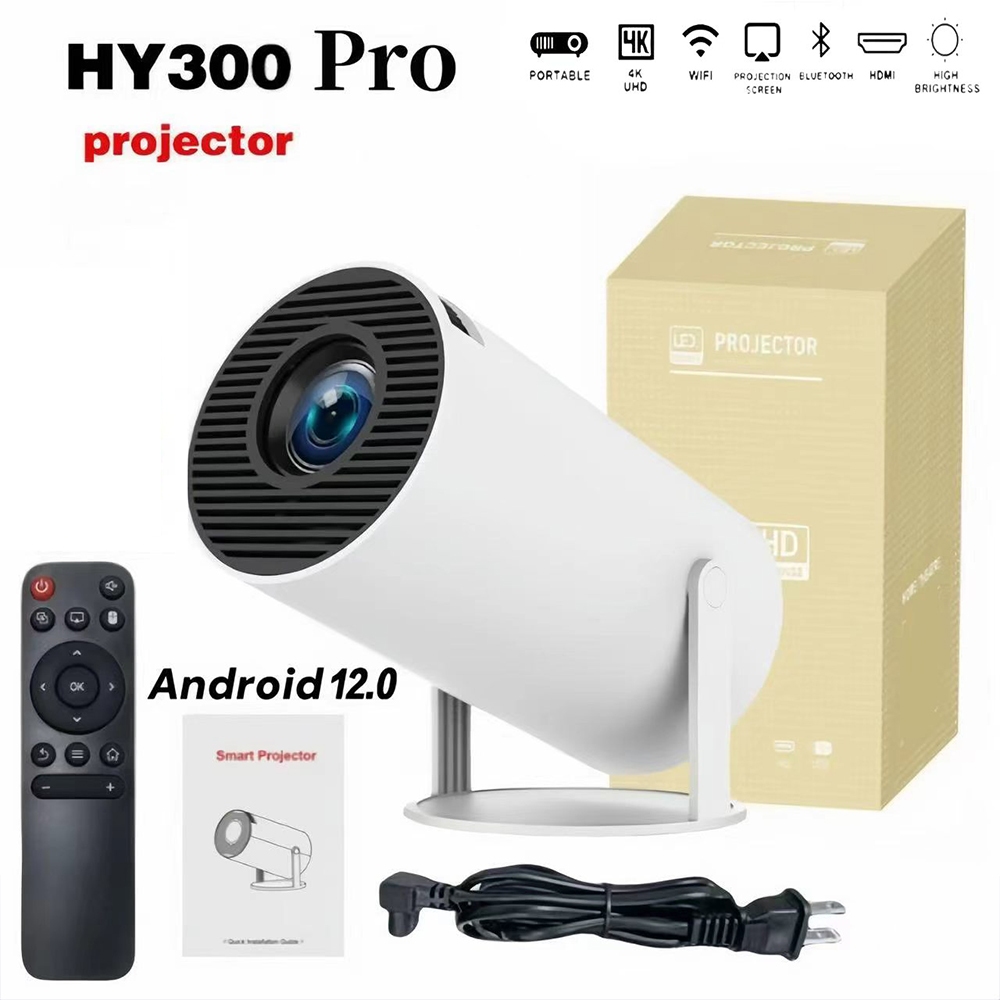 HY300 PRO ปรเจคเตอร์มินิ projector 4K โปรเจคเตอร์ดูหนัง WiFi 1080P HD รองรับการแชร์หน้าจอมือถือ มาพร้อมโปรแกรม