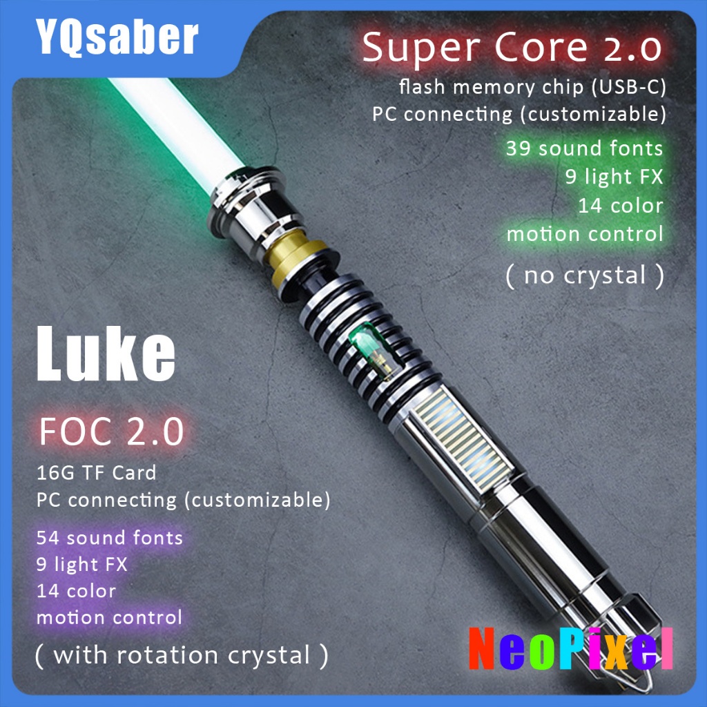 YQsaber | Lightsaber | Luke Skywalker | Super Core / FOC Chip Crystal | Star Wars | Games | Props | 