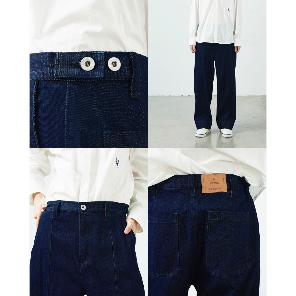 SideButton Washed Dark Navy Jeans HOB STUDIOS ทักแชทรับโค้ดลดเพิ่ม