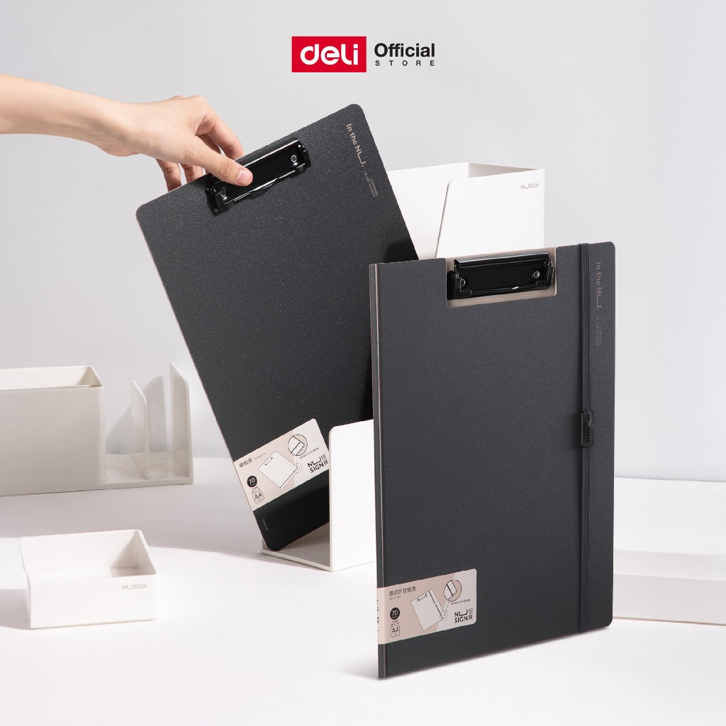 Deli กระดานคลิปบอร์ด Nusign รุ่น NS179/NS180 พร้อมเชือกหนีบเอกสาร ขนาด A4 (จำหน่าย 1 ชิ้น)