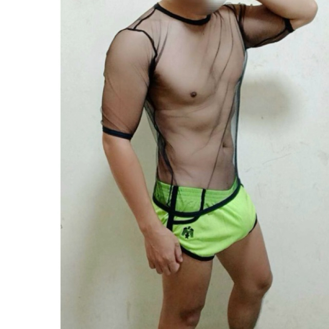 กางเกงบ๊อกเซอร์ขาสั้นชายขอบยางยืดปักนกอินทรีย์ปลายขาซ้ายใส่ซับหน้า