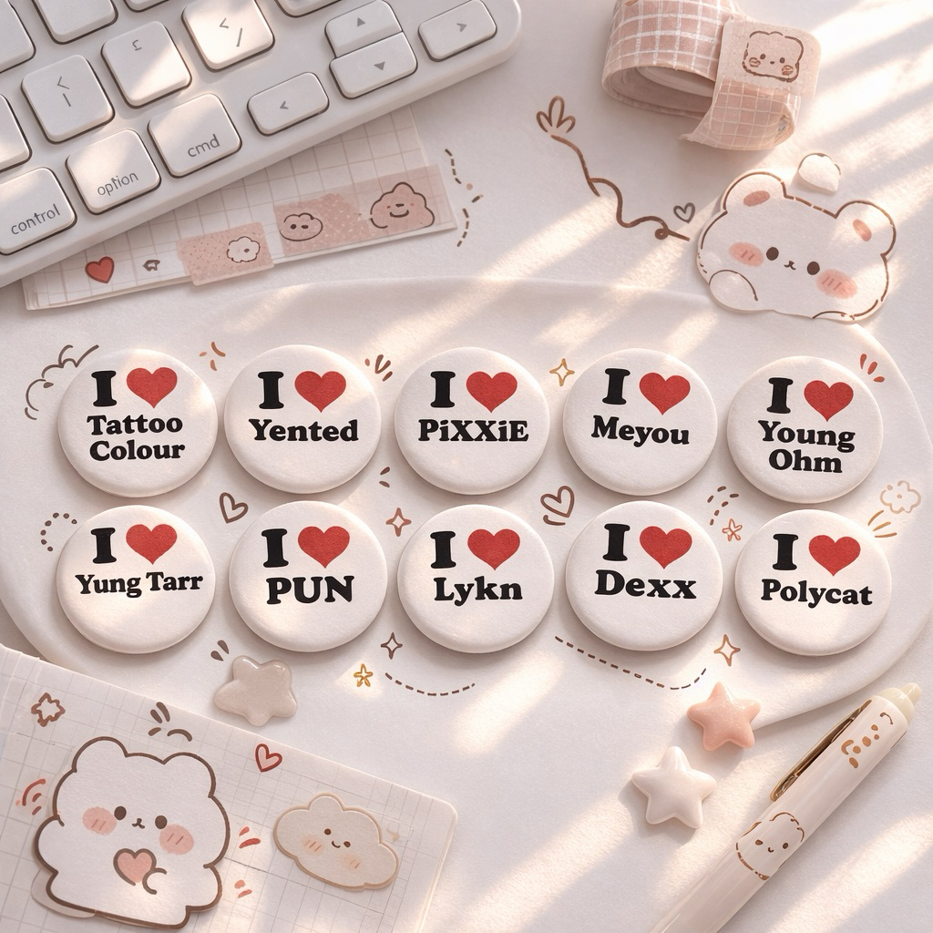 เข็มกลัด “ i ❤️ … “ เลือกขนาดได้ เข็มกลัดติดกระเป๋า - ส่งจากไทย
