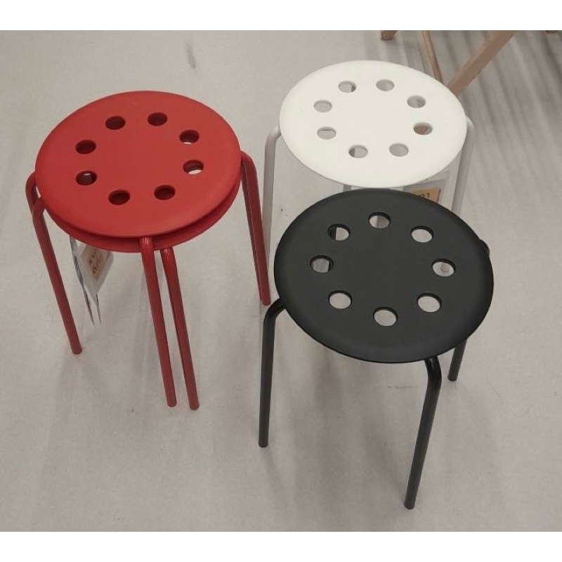 IKEA MARIUS เก้าอี้สตูล เก้าอี้ขาเหล็กทรงนิยม วางซ้อนได้ สูง 45 ซม.