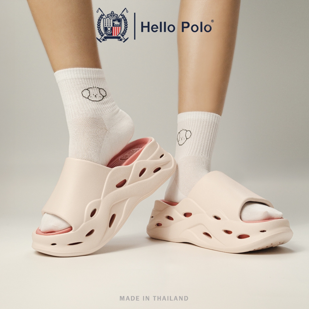 Hello Polo รองเท้าแตะพื้นนุ่ม HP8066 ดีไซน์มินิมอล สีสวยละมุน พื้นด้านในถอดได้ ใส่เดินสบาย วัสดุ EVA