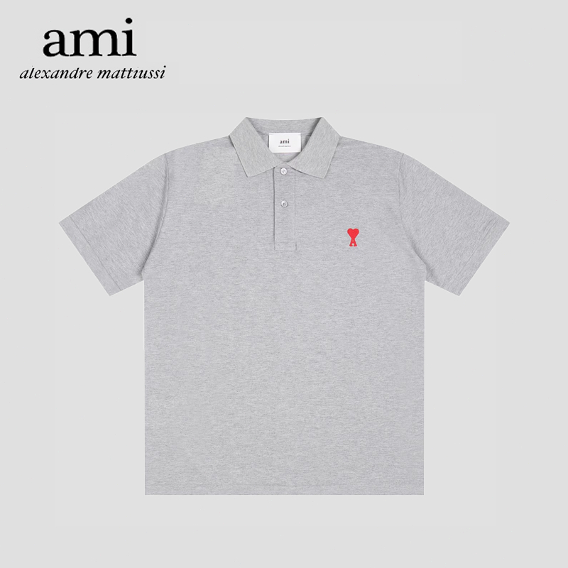 【AMI Paris 】🇰🇷เสื้อ Ami Paris De Coeur Cotton Polo Shirt เสื้อโปโลปกตั้งปักลายหัวใจ