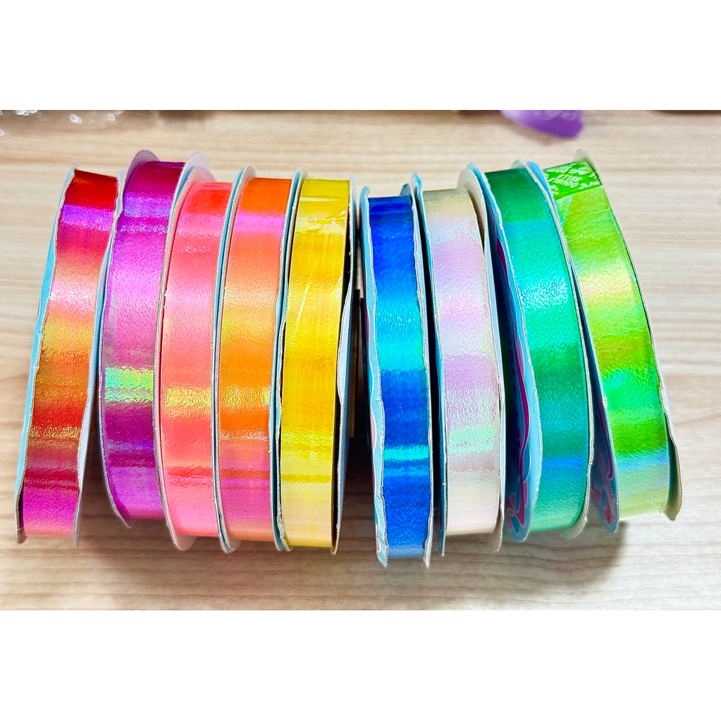 ริบบิ้นมุก (เนื้อเงา) ตราระฆัง เบอร์2 ยาว 50 หลา มี 11 สี พร้อมส่ง
