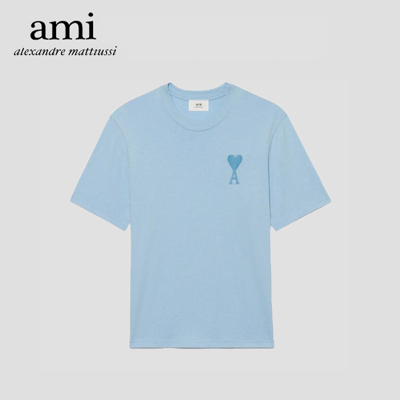 【 AMI Paris 】🇰🇷 🇰🇷เสื้อ Ami Hearts T-Shirt เสื้อเชิ้ตสีมาครงปักหัวใจ