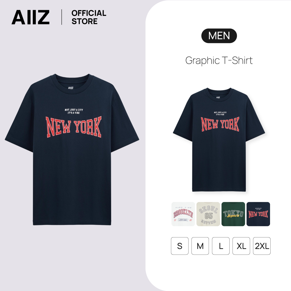 AIIZ (เอ ทู แซด) - AIIZ เสื้อยืดคอกลมผู้ชาย ลายกราฟิก AIIZ Men's Graphic T-Shirt