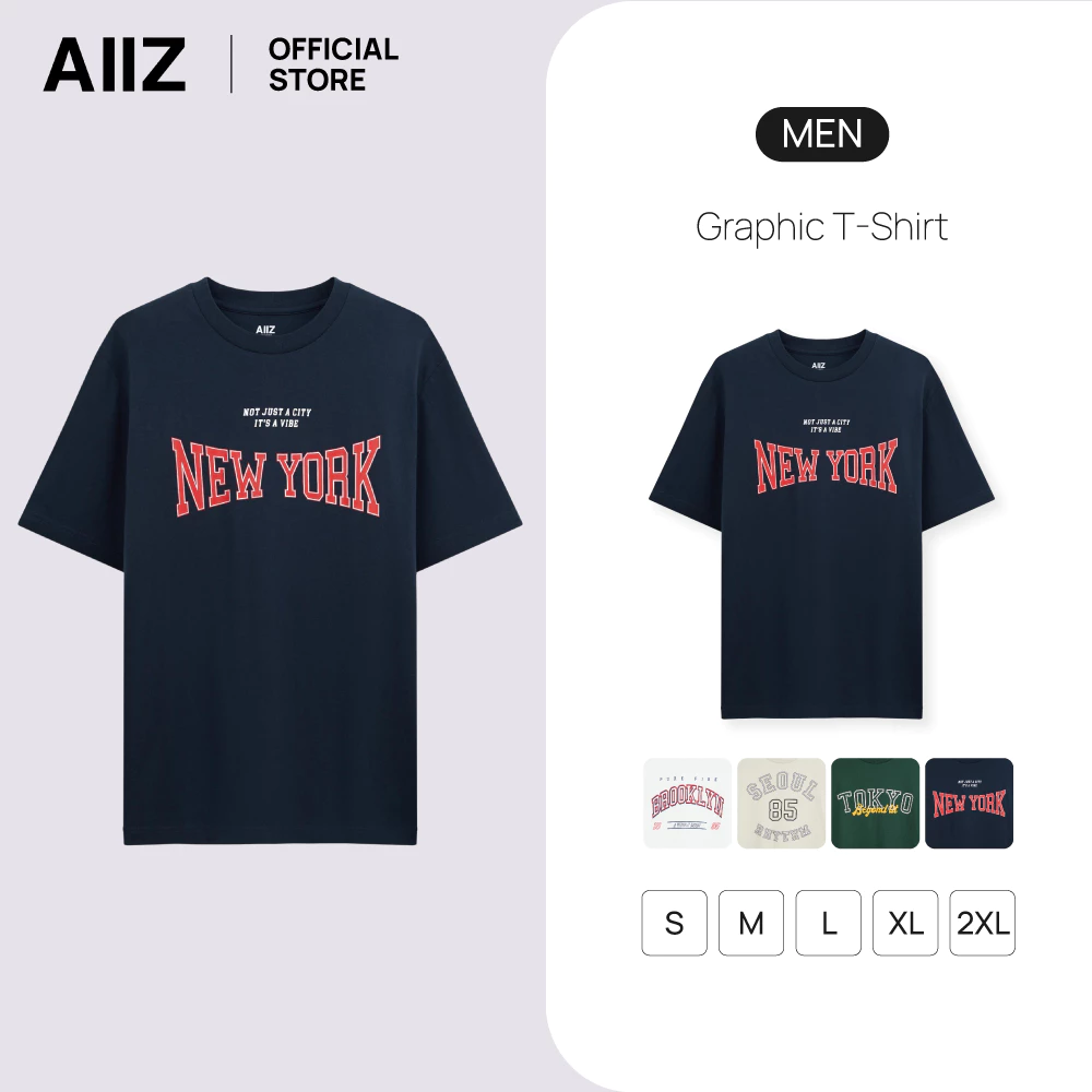 AIIZ (เอ ทู แซด) - AIIZ เสื้อยืดคอกลมผู้ชาย ลายกราฟิก AIIZ Men's Graphic T-Shirt