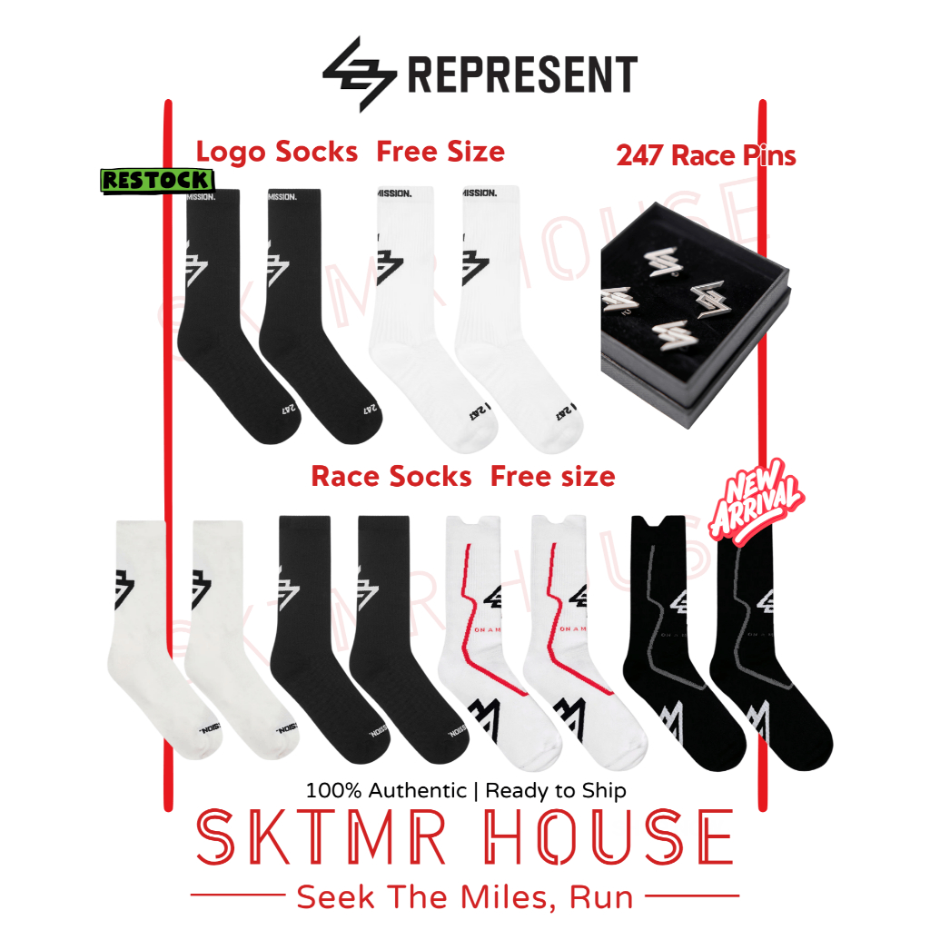 [พร้อมส่ง]   247 Represent Logo Socks / Race Socks / ARC Socks | ถุงเท้าวิ่ง ถุงเท้าออกกำลังกาย