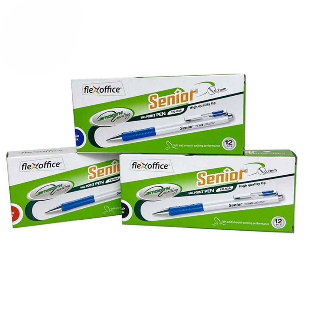 (1กล่อง/12ด้าม) ปากกาลูกลื่น Ballpoint Pen Flexoffice Senior (FO-026) ขนาด 0.7 มม.