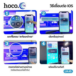 HOCO UA45 อุปกรณ์สะท้อนหน้าจอไร้สาย Full HD 1080P 60Hz เชื่อมต่อ WiFi & P2P ดูจอใหญ่คมชัด อุปกรณ์แคสต์จอ
