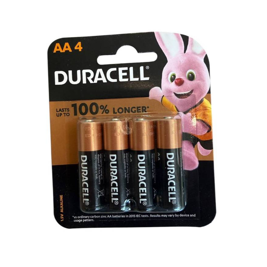 Duracell Alkaline Size AA 1.5V แพค 4 ก้อน ของแท้บริษัท ของใหม่