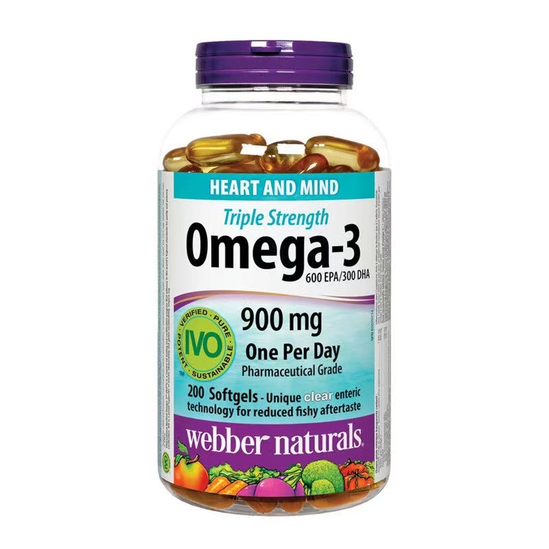 Webber Coenzyme Q10+ จัดส่งที่รวดเร็ว webber naturals Fish Oil OMEGA-3 Fish Oil 900mg 200 Softgels Exp2027