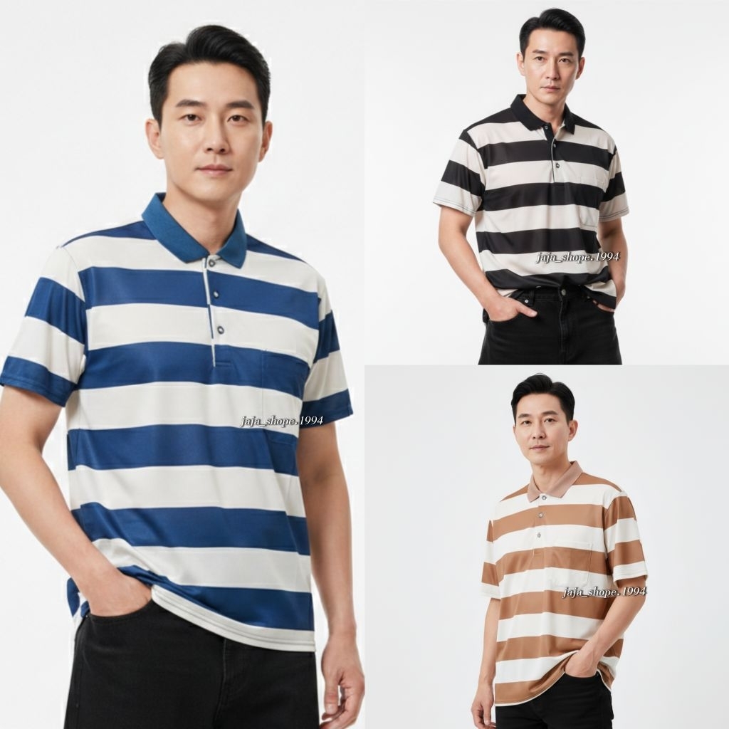 Polo เสื้อแขนสั้นผ้ายืด คอโปโลเน้นความบางเบาเนื้อผ้าใส่สบายผ้าพริ้วเรียบทิ้งตัวเหมาะสำหรับผู้ชาย