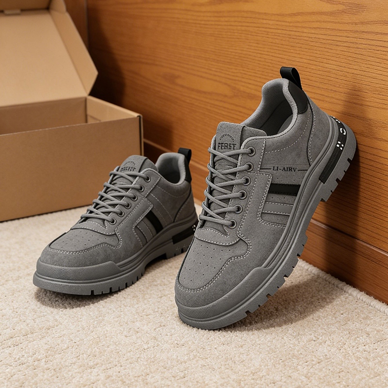Walkon รองเท้าผ้าใบวินเทจสำหรับผู้ชายงานพรีเมี่ยม! ส้นหนา รูปที่ 7