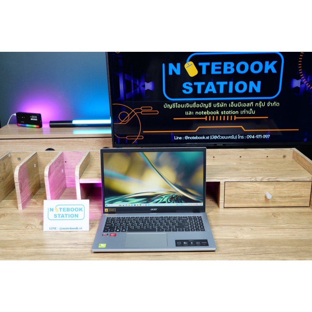 Acer Aspire 3 Ryzen3-7320U Ram8 SSD256GB จอ15.6 FHD IPS สเปคทำงาน เครื่องพร้อมใช้งาน