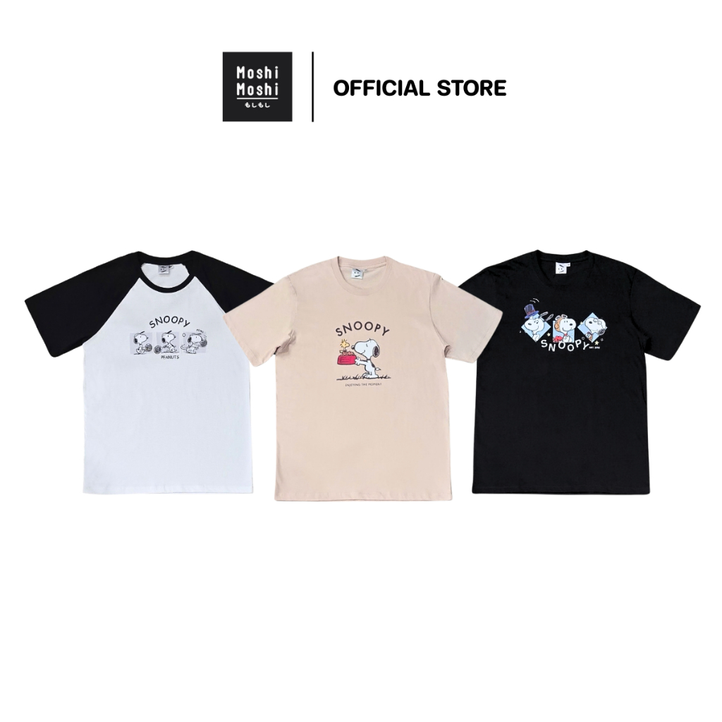 Moshi Moshi เสื้อยืดคอกลม เสื้อยืด ลาย Snoopy ลิขสิทธิ์แท้ รุ่น 6100007392-7405
