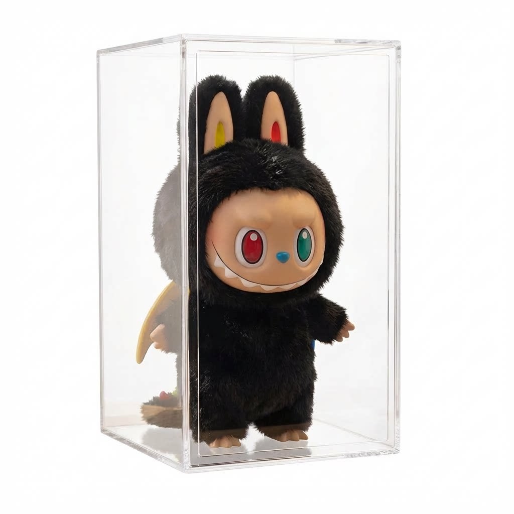ตู้แสดงตุ๊กตา 60cm แบบใส ป้องกันฝุ่น สำหรับฟิกเกอร์ Labubu บล็อกทอย ของเล่นสะสม