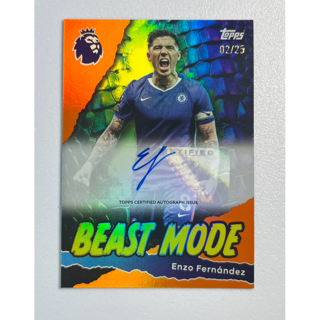 การ์ดฟุตบอลลายเซ็น Topps Premier League 2026 Enzo Fernandez Beast Mode Autogarph /25